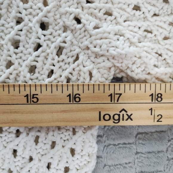 Liz Claiborne White Pointelle Crochet Cardigan-Sz S - Picture 6 of 7
